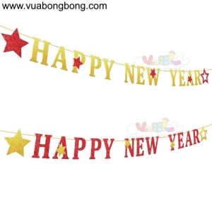 Banner dây cờ HAPPY NEW YEAR kim tuyến